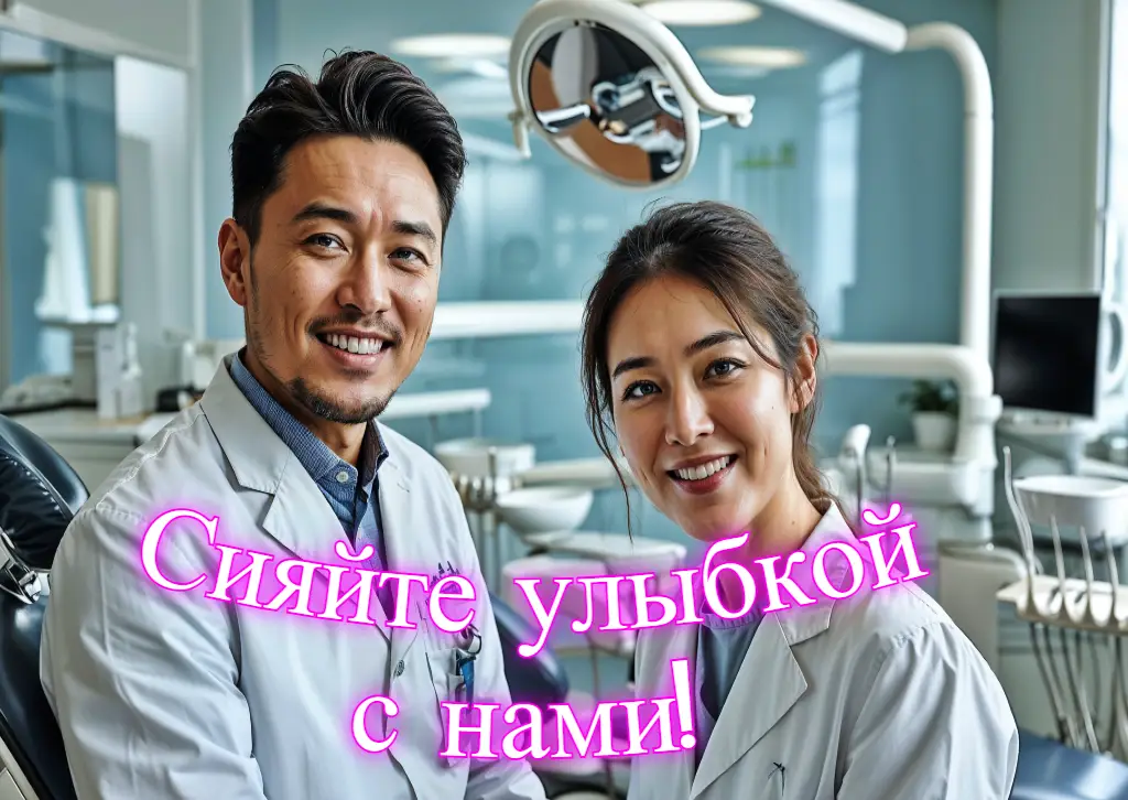 Улыбающиеся врачи в стоматологической клинике