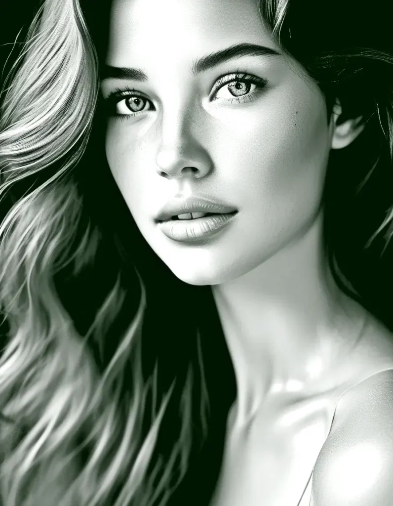 Фото идеальной девушки с совершенными чертами лица. Хуньчунь, Китай, косметология.