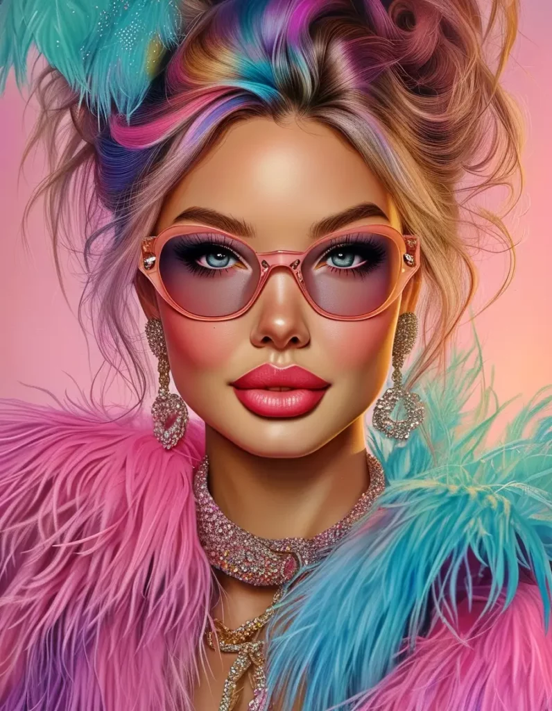 Гламурная дива с цветными волосами и объемными губами – Хуньчунь, Китай, косметология