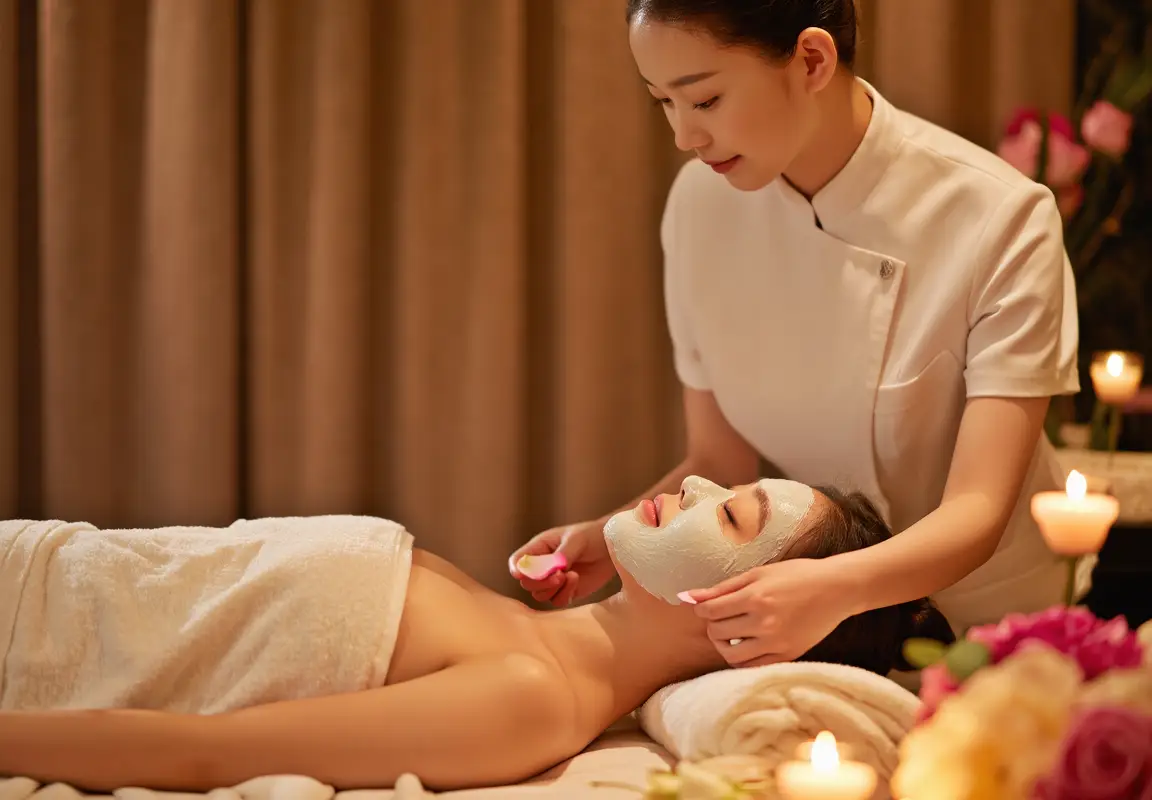 Расслабляющая SPA-процедура в косметологическом центре Хуньчуня с ароматерапией и лепестками роз.